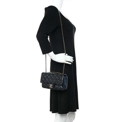 Chanel Patent Goatskin Quilted Small CC Eyelet Flap Blue 2 of 11