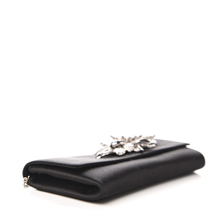 Judith Leiber Crystal Satin Flower Clutch Black 3 of 6