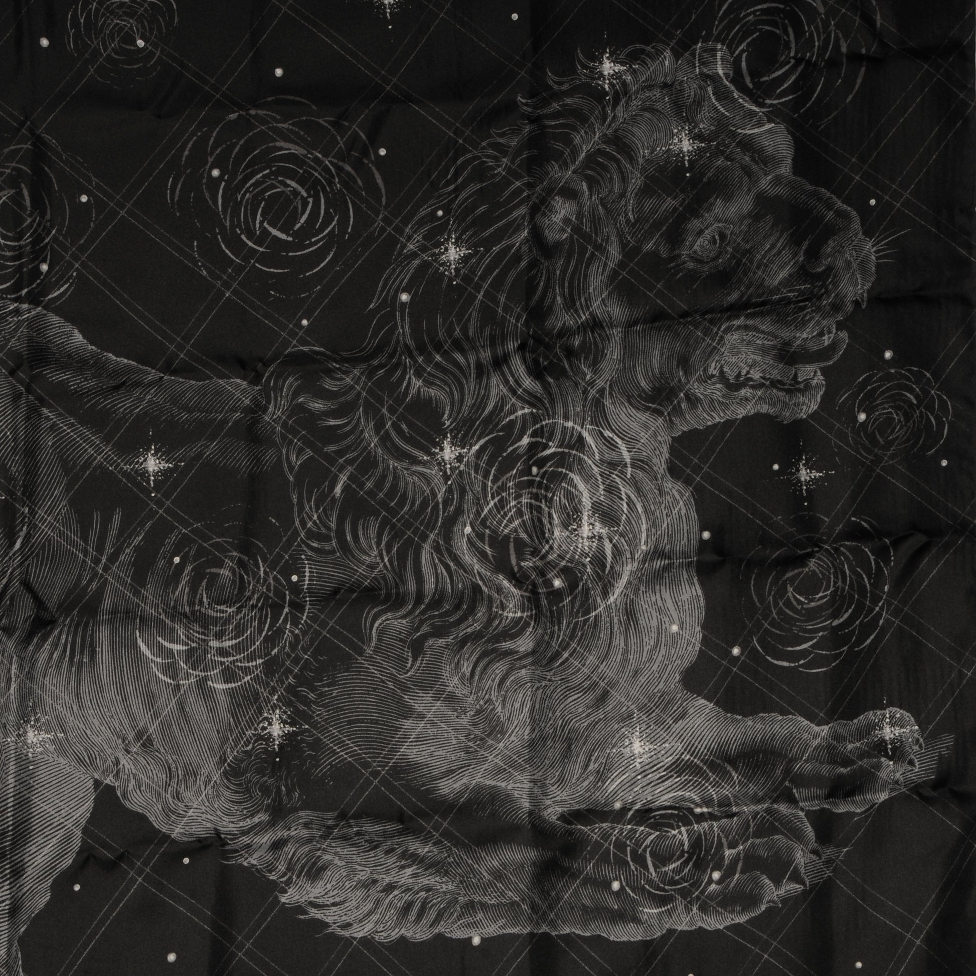 Chanel Silk Camellia Lion Scarf Black 1 of 5