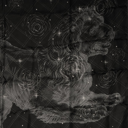 Chanel Silk Camellia Lion Scarf Black 1 of 5