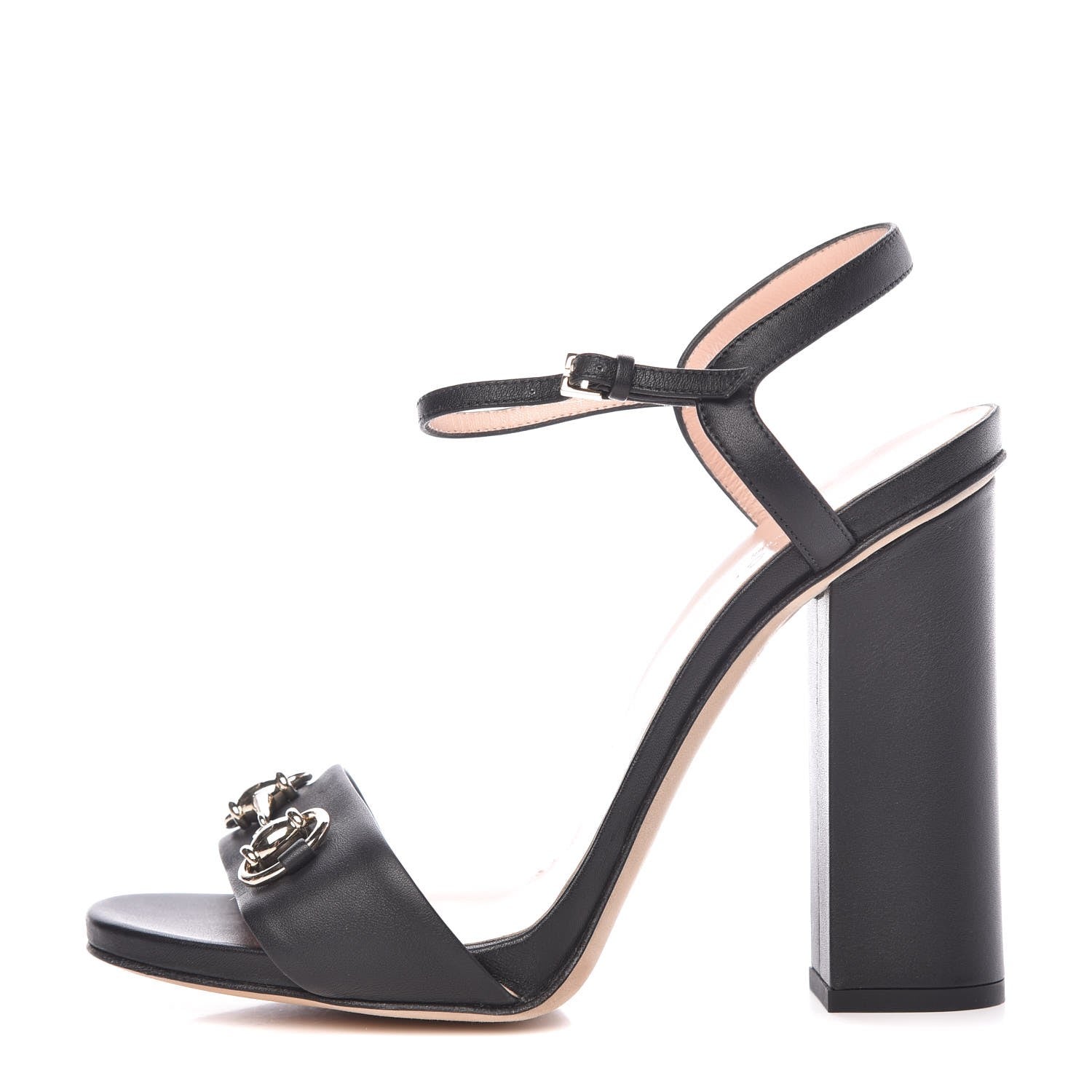 Gucci Calfskin Miro Soft Horsebit High Heel Sandals 38.5 Black 1 of 11