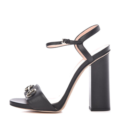 Gucci Calfskin Miro Soft Horsebit High Heel Sandals 38.5 Black 1 of 11