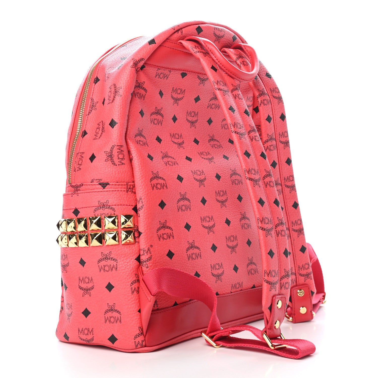 MCM Visetos Medium Side Studs Stark Backpack Corail 2 of 9
