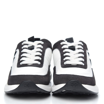 Chanel Nylon Suede Calfskin CC Sneakers 39 White Dark Grey 2 of 8
