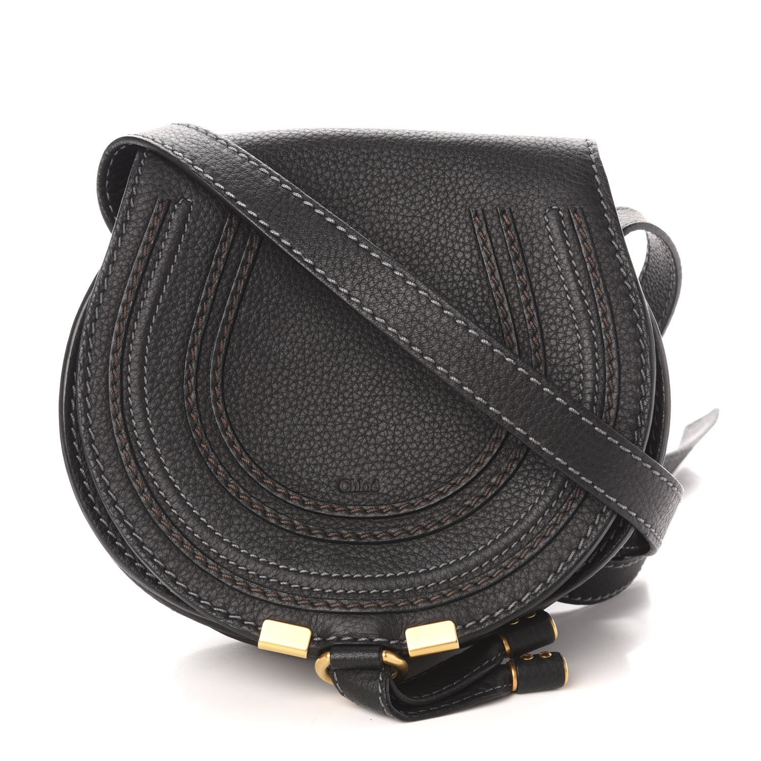 Chloe Calfskin Mini Marcie Round Crossbody Bag Black 1 of 12