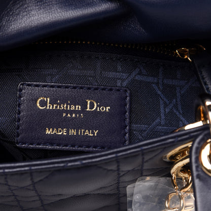Christian Dior Lambskin Cannage Mini Lady Dior Navy Blue 8 of 11