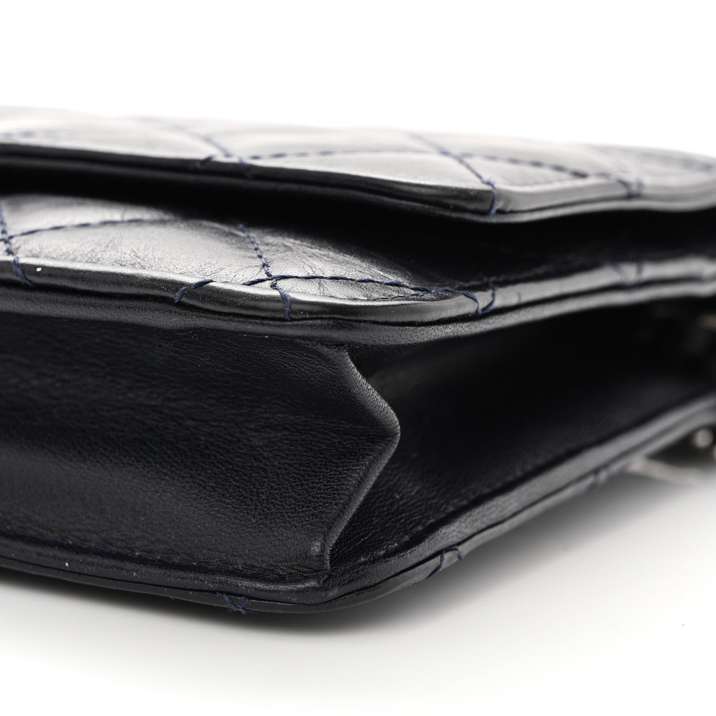 Aged Calfskin Quilted Reissue Wallet On Chain WOC Navy