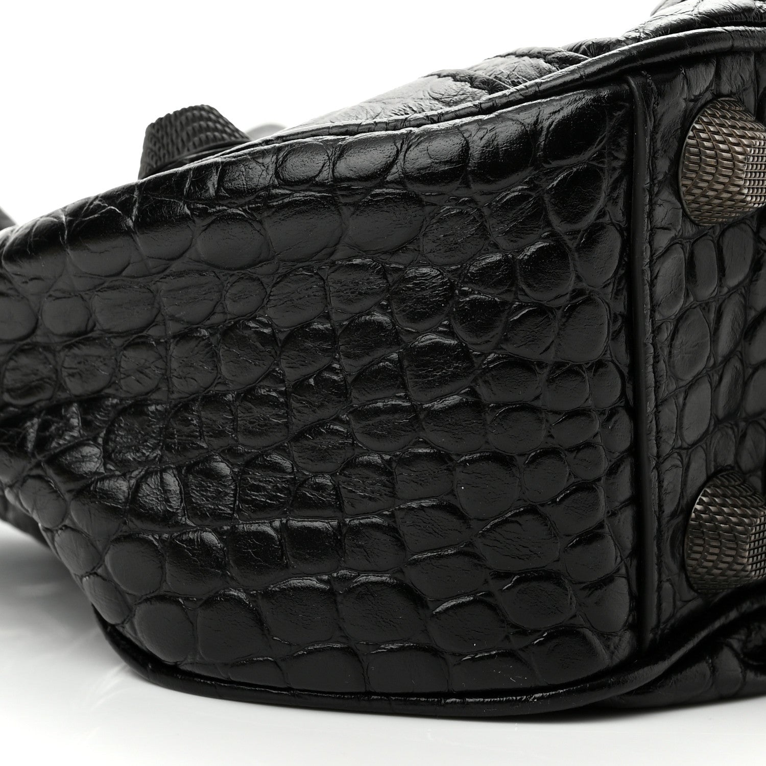 Balenciaga Extra Supple Calfskin Crocodile Embossed Monochrome Small Le Cagole Shoulder Bag Black 9 of 10