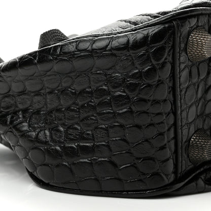 Balenciaga Extra Supple Calfskin Crocodile Embossed Monochrome Small Le Cagole Shoulder Bag Black 9 of 10