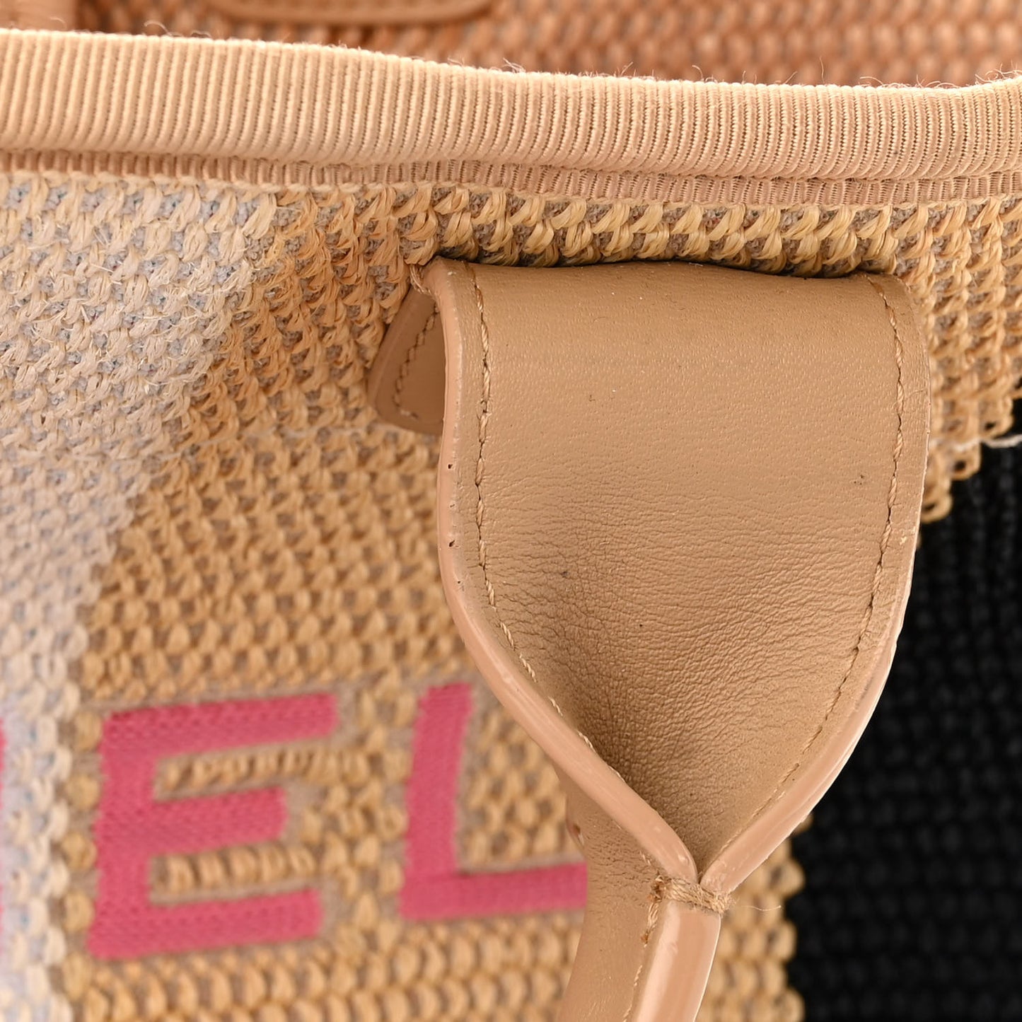 Straw Raffia Calfskin Striped Medium Deauville Tote Black Beige Ivory