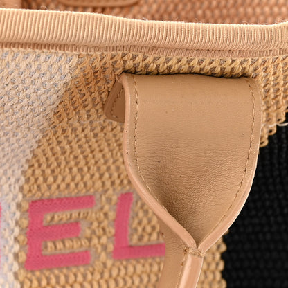 Chanel Straw Raffia Calfskin Striped Medium Deauville Tote Black Beige Ivory 15 of 16