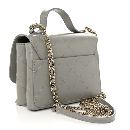 Chanel Calfskin Quilted Small Double Pocket Top Handle Flap Grey 3 of 10