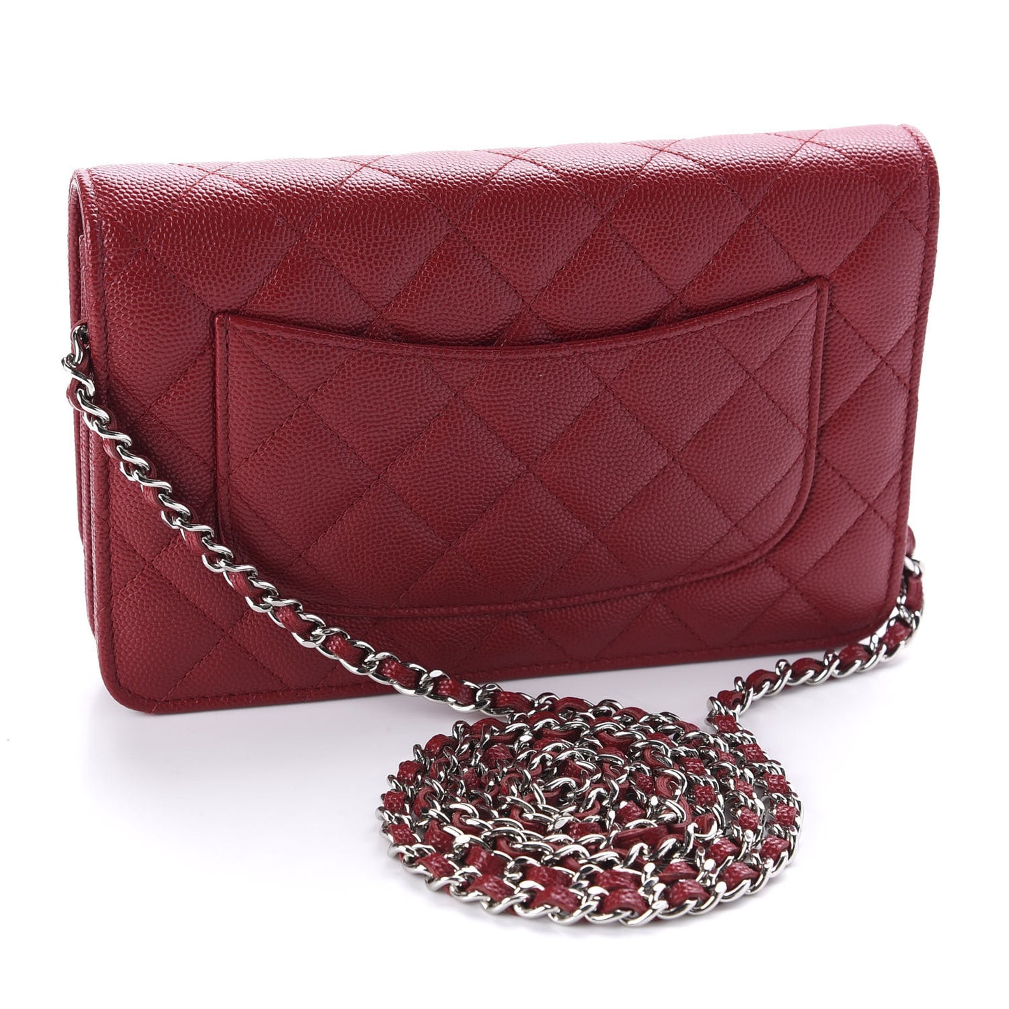 Caviar Quilted Wallet on Chain WOC Red