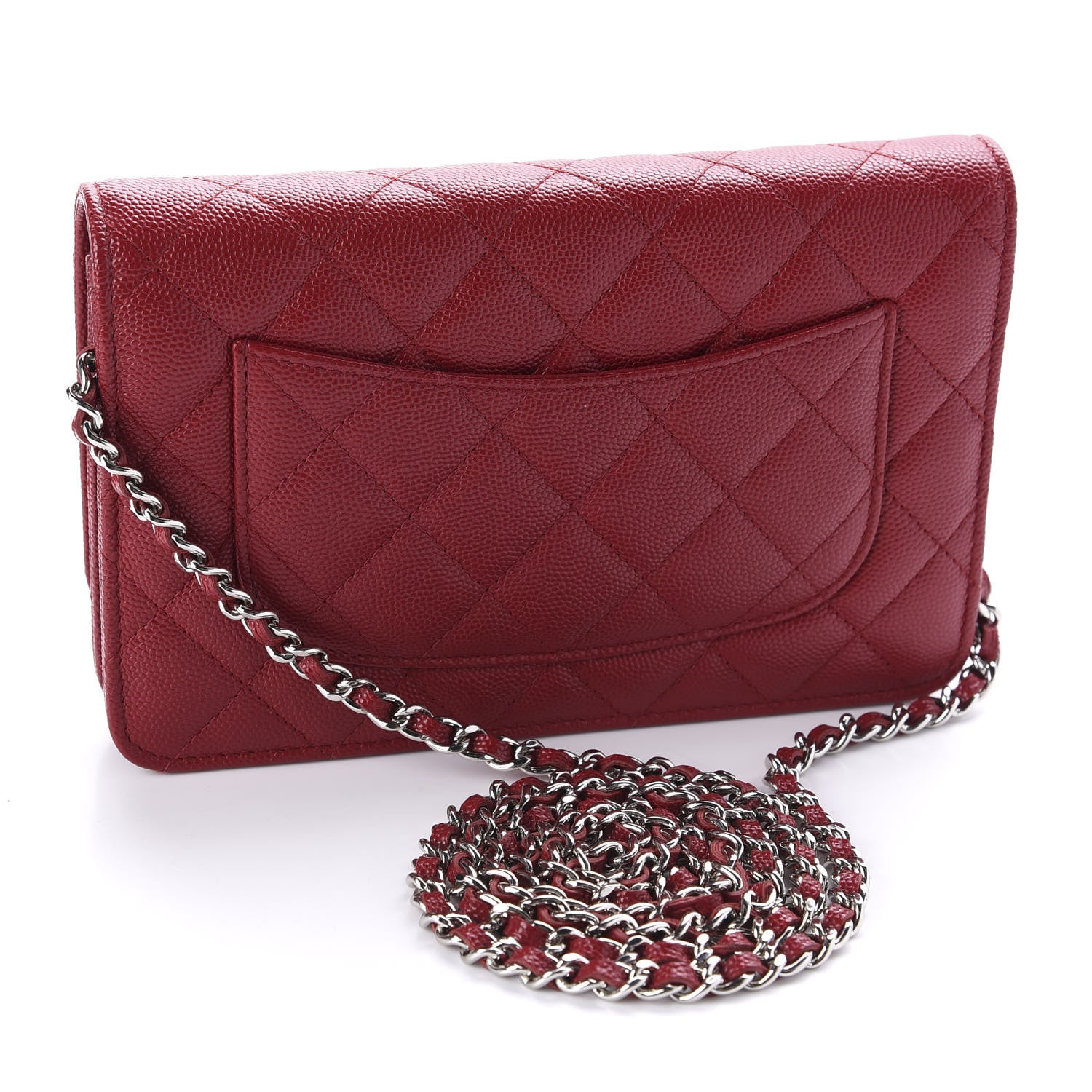 Chanel Caviar Quilted Wallet on Chain WOC Red 3 of 11