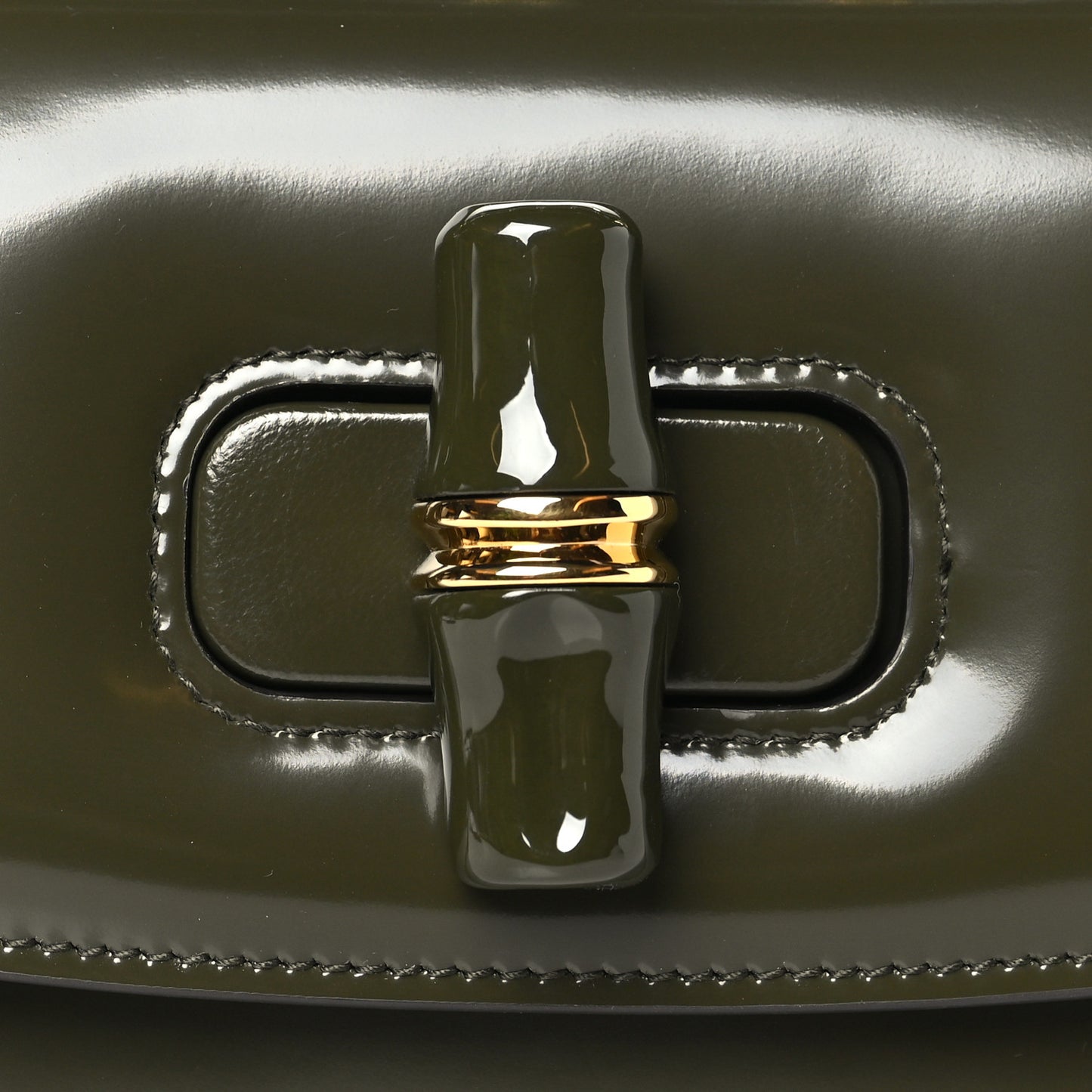 Shiny Polished Calfskin Medium Bamboo Luscious Green