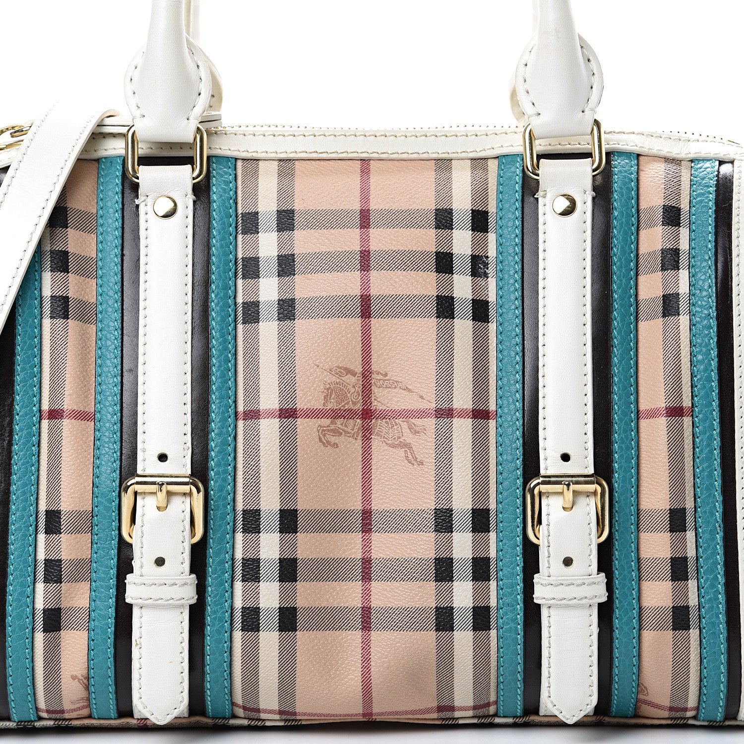 Burberry Haymarket Check Medium Alchester Bowling Bag White Aqua 13 of 21