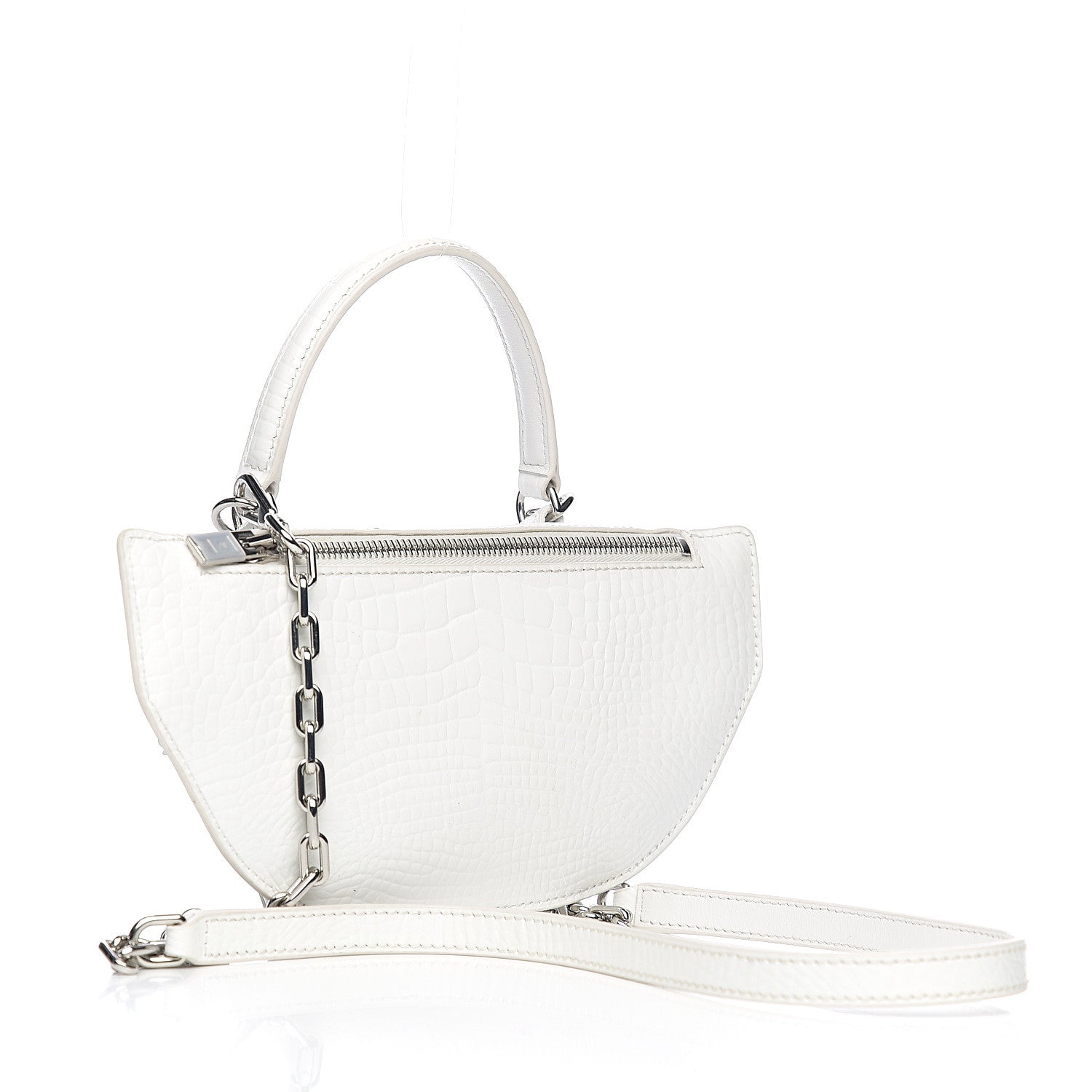 Alexander Wang Crocodile Embossed Patent Mini Top Handle Attica Belt Bag White 2 of 8