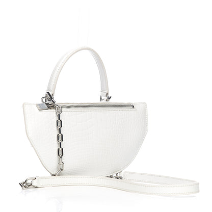 Alexander Wang Crocodile Embossed Patent Mini Top Handle Attica Belt Bag White 2 of 8
