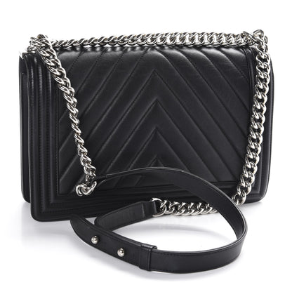 Chanel Lambskin Chevron Quilted New Medium Boy Flap Black 3 of 15