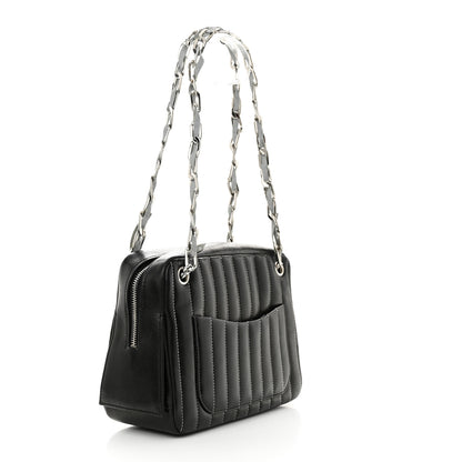 Chanel Lambskin Vertical Quilted Mademoiselle Small Camera Case Black 4 of 13