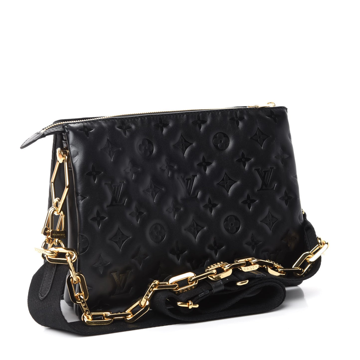 Lambskin Embossed Monogram Coussin PM Black