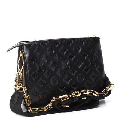 Louis Vuitton Lambskin Embossed Monogram Coussin PM Black 3 of 10