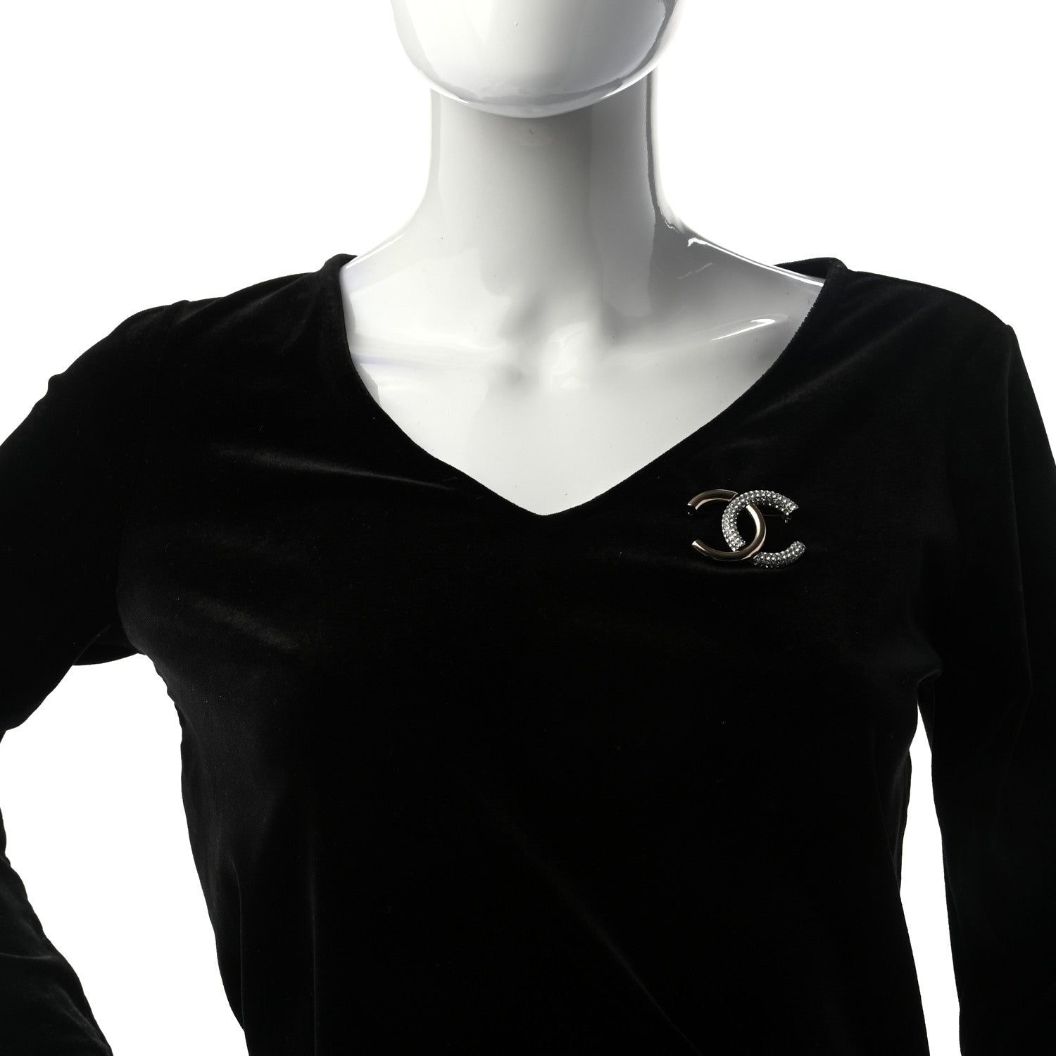 Chanel Crystal CC Brooch Light Gold 2 of 4