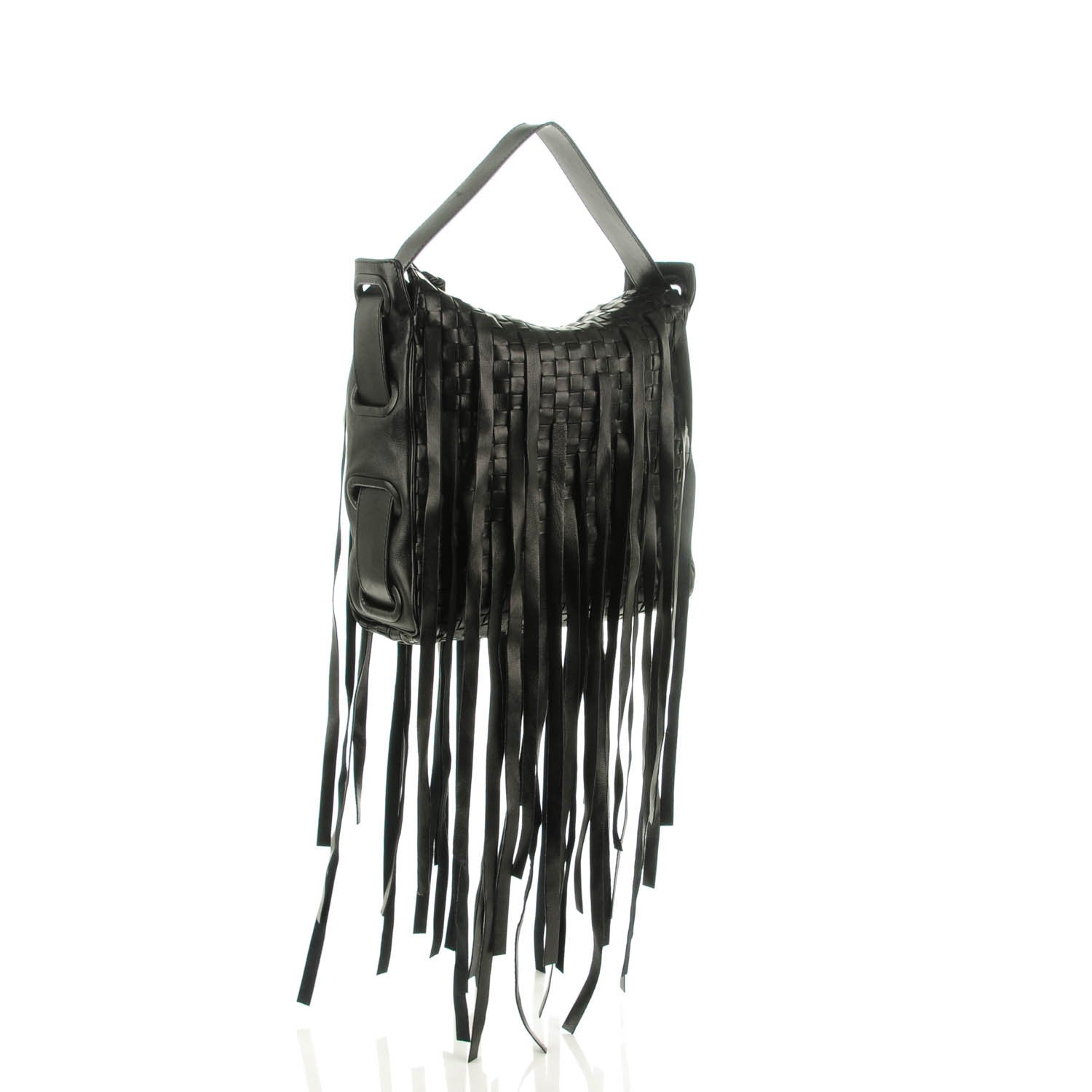 Bottega Veneta Nappa Intrecciato Fringe Shoulder Bag Nero Black 3 of 8