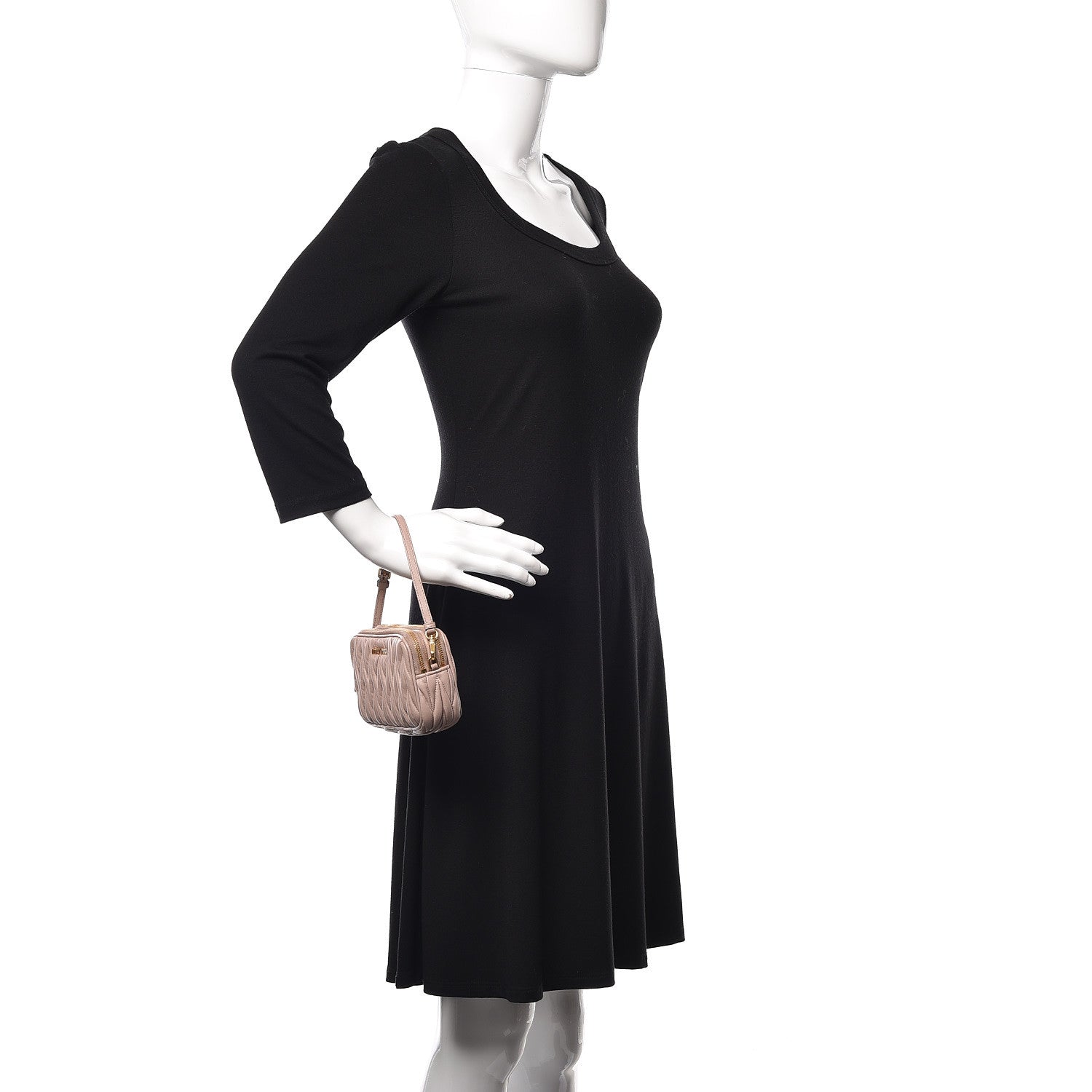 Miu Miu Nappa Matelasse Double Zip Pochette Clutch Cammeo 2 of 11