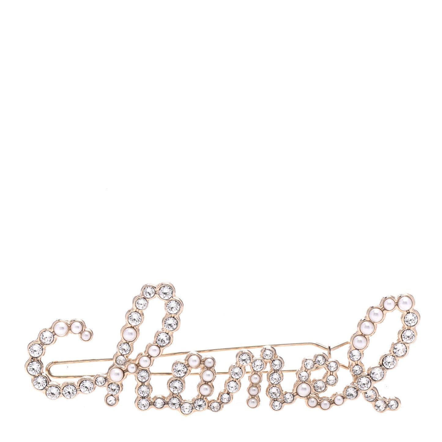 Metal Glass Swirling Pearls Hair Clip Gold