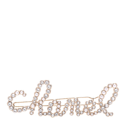 Chanel Metal Glass Swirling Pearls Hair Clip Gold 1 of 4