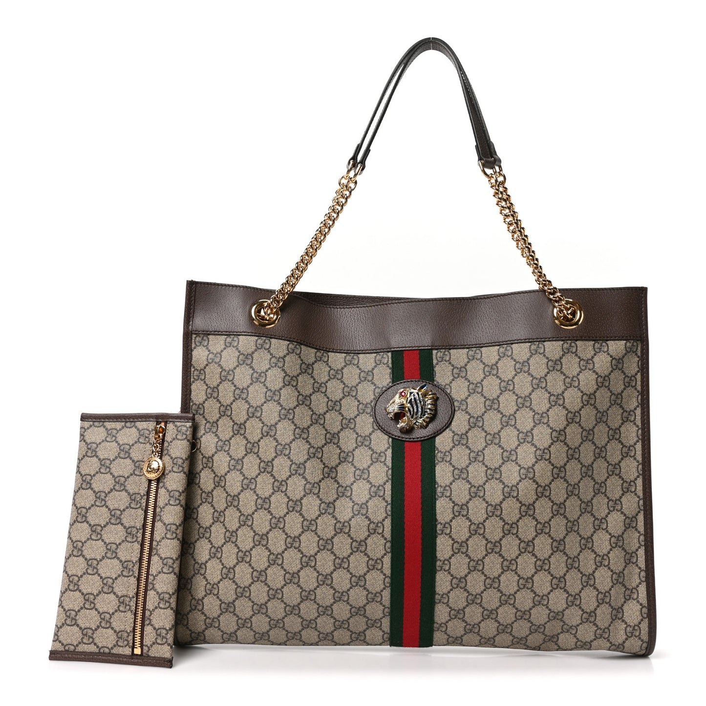 GG Supreme Monogram Large Rajah Chain Tote Beige New Acero