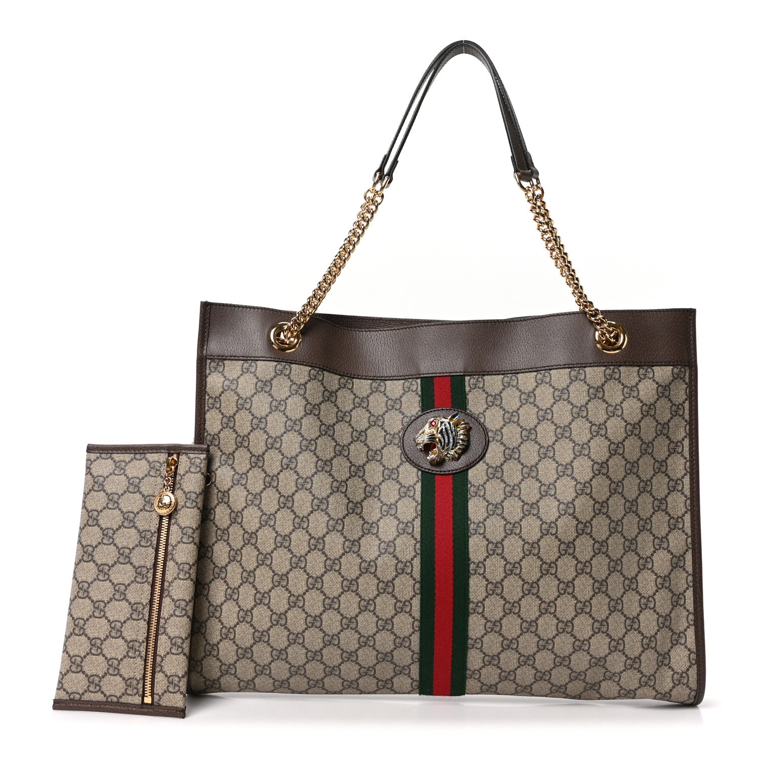 Gucci GG Supreme Monogram Large Rajah Chain Tote Beige New Acero 3 of 11