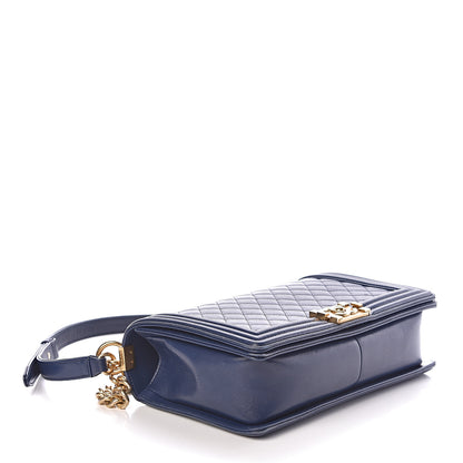 Chanel Lambskin Quilted New Medium Boy Flap Dark Navy Blue 4 of 11