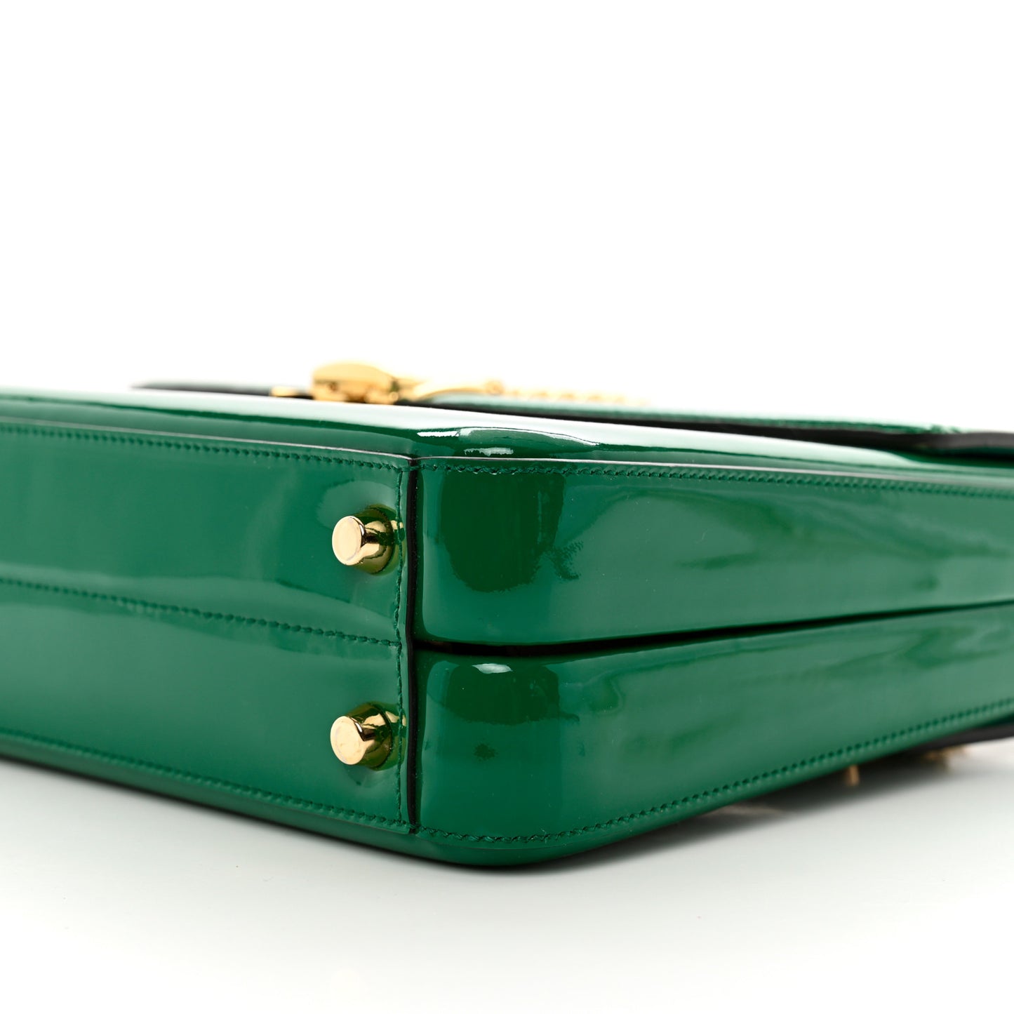 Mousse Top Patent Small Sylvie 1969 Top Handle Bag Emerald