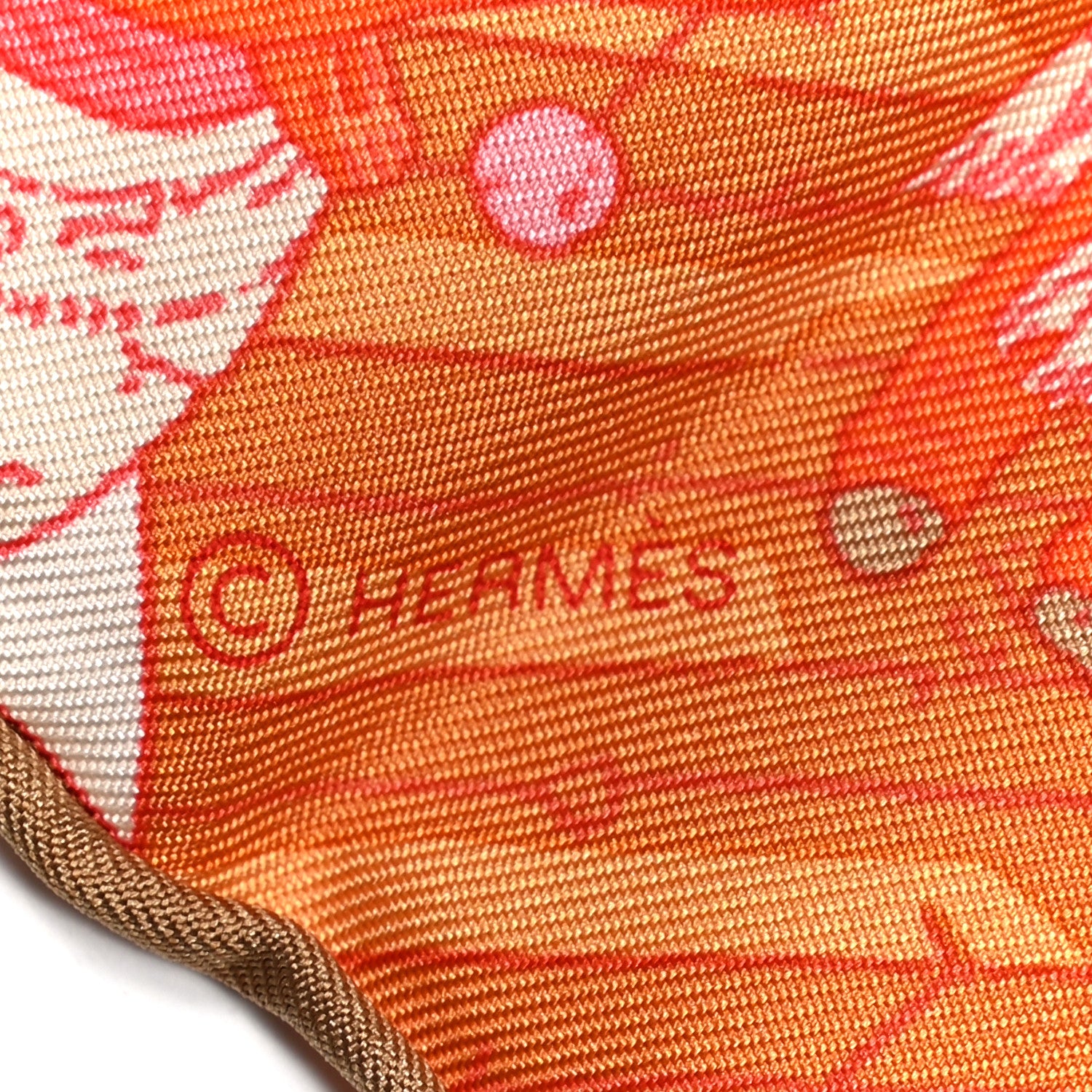 Hermes Silk La Legende Du Cheval A Plumes Scarf 90 Corail White Jaune 4 of 5