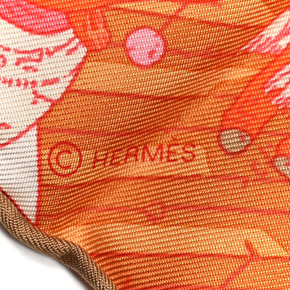 Hermes Silk La Legende Du Cheval A Plumes Scarf 90 Corail White Jaune 4 of 5