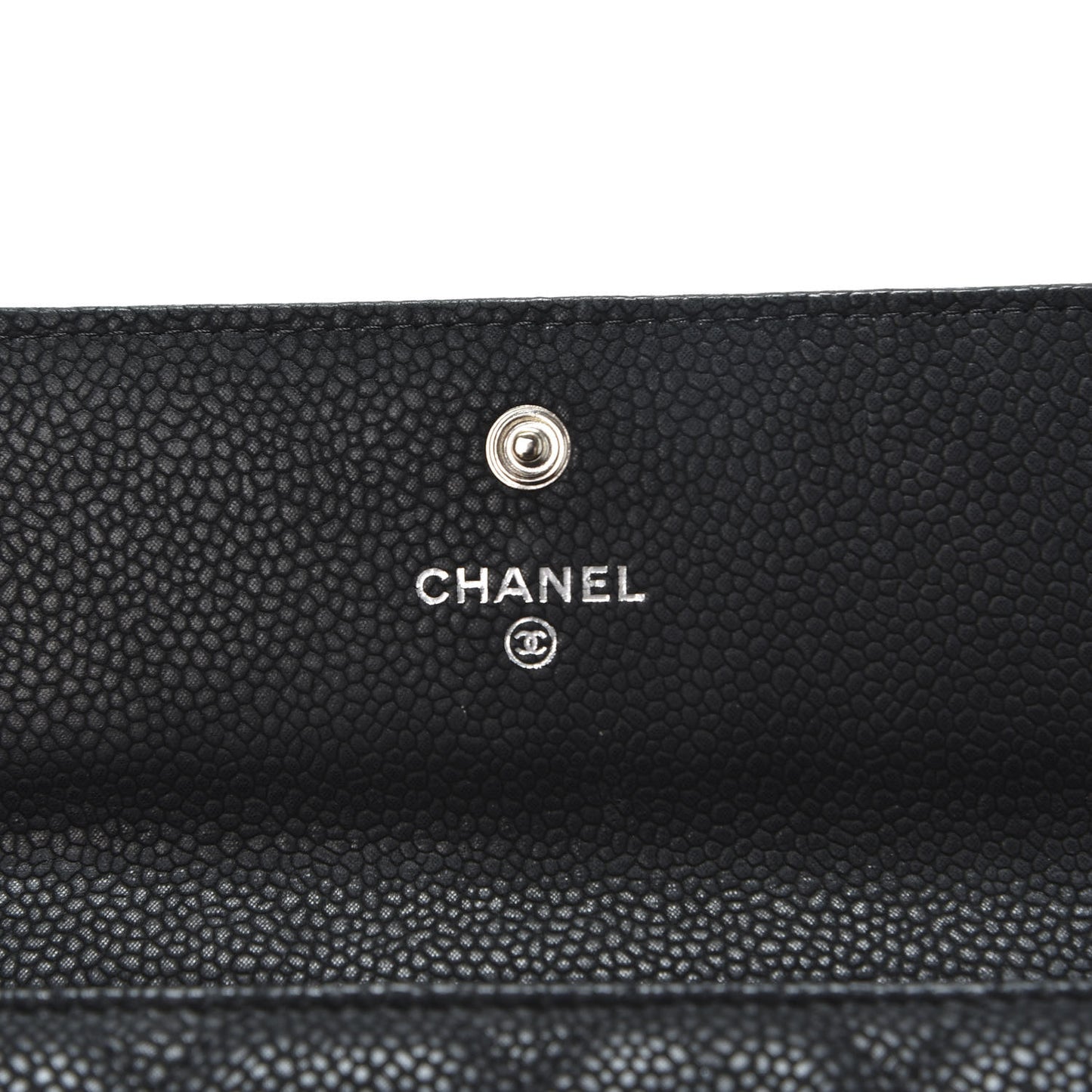 Iridescent Caviar Quilted Large Flap Wallet Black