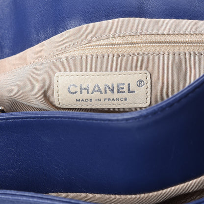 Chanel Shiny Lambskin Quilted Large Trianon Messenger Flap Blue 6 of 8
