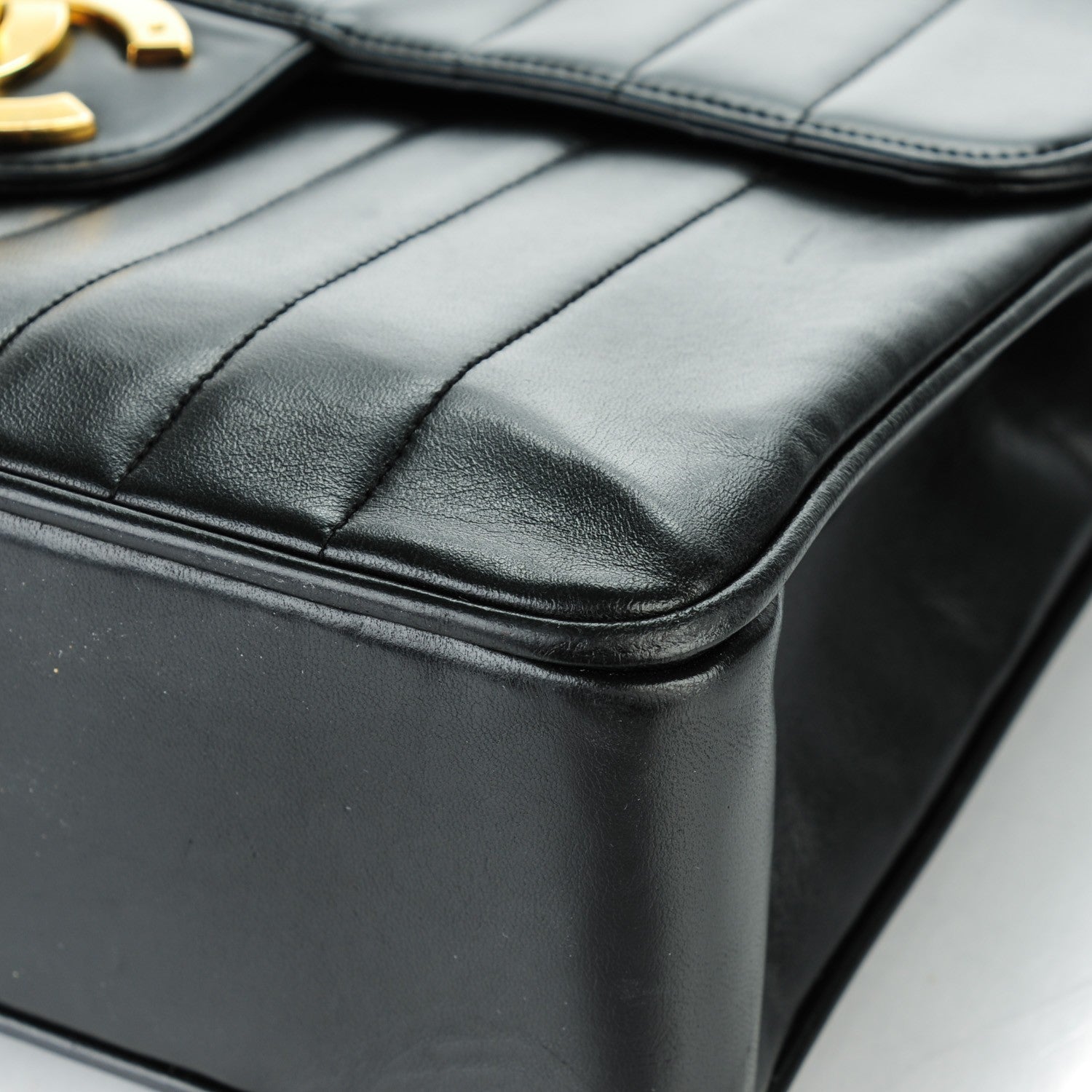 Chanel Lambskin Vertical Quilt Jumbo Flap Black 9 of 10