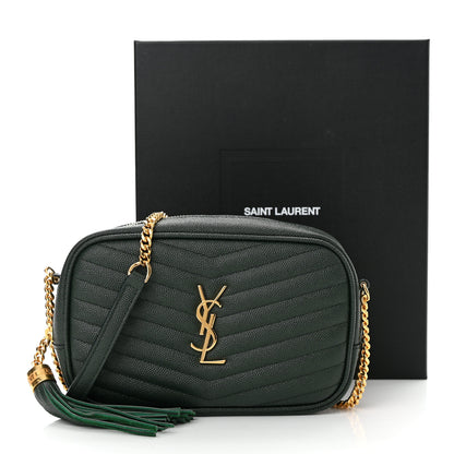 Saint Laurent Grain De Poudre Matelasse Monogram Mini Lou Camera Bag New Vert Fonce 11 of 11
