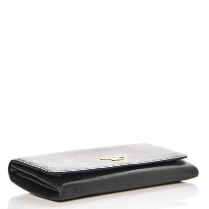 Prada Saffiano Metal Continental Flap Wallet Nero Black 4 of 7