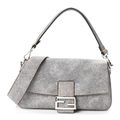 Fendi Cuoio Romano Denim Effect Baguette Grey 1 of 10