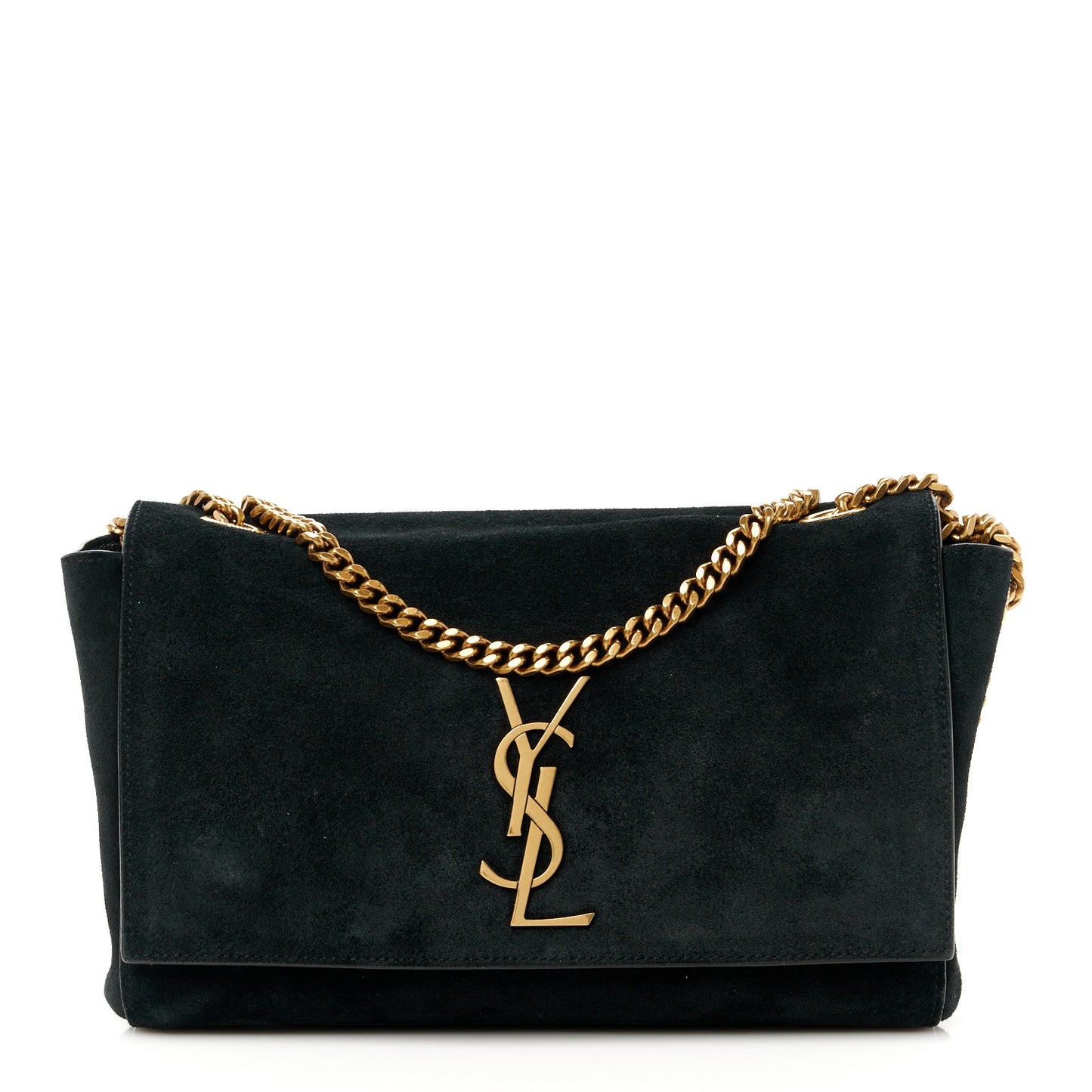 Smooth Calfskin Suede Small Reversible Monogram Kate Satchel Black