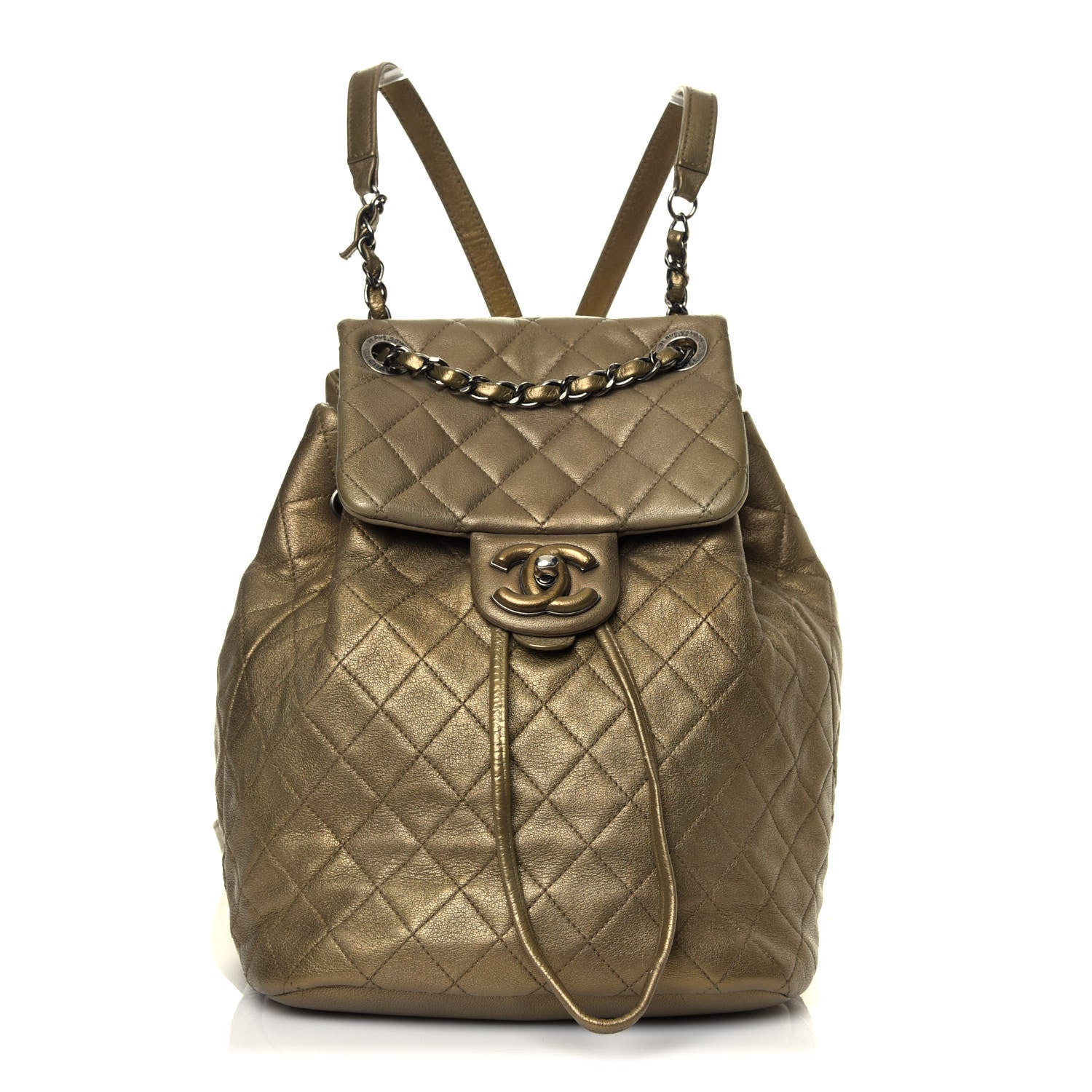 Chanel Metallic Lambskin Quilted Drawstring Backpack Gold 1 of 11