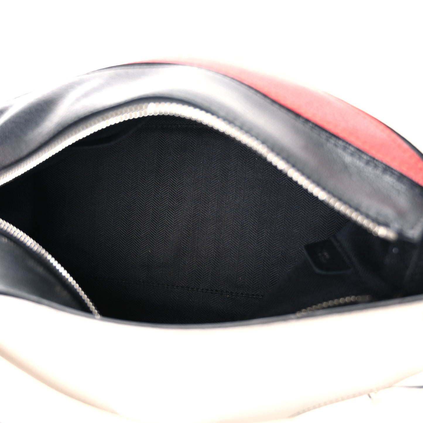 Calfskin Colorblock Medium Puzzle Bag White Red Black