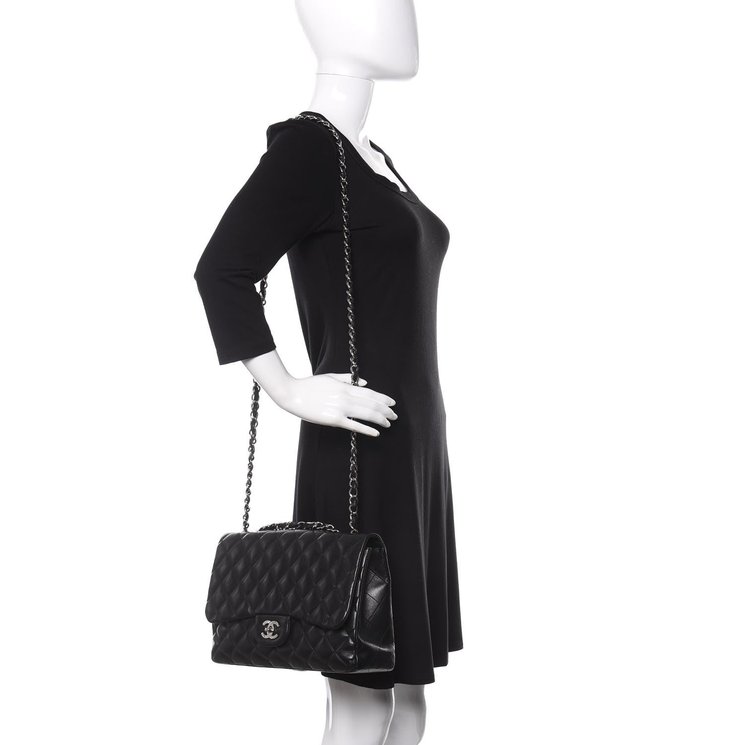 Chanel Lambskin Quilted Jumbo Single Flap Black 3 of 15