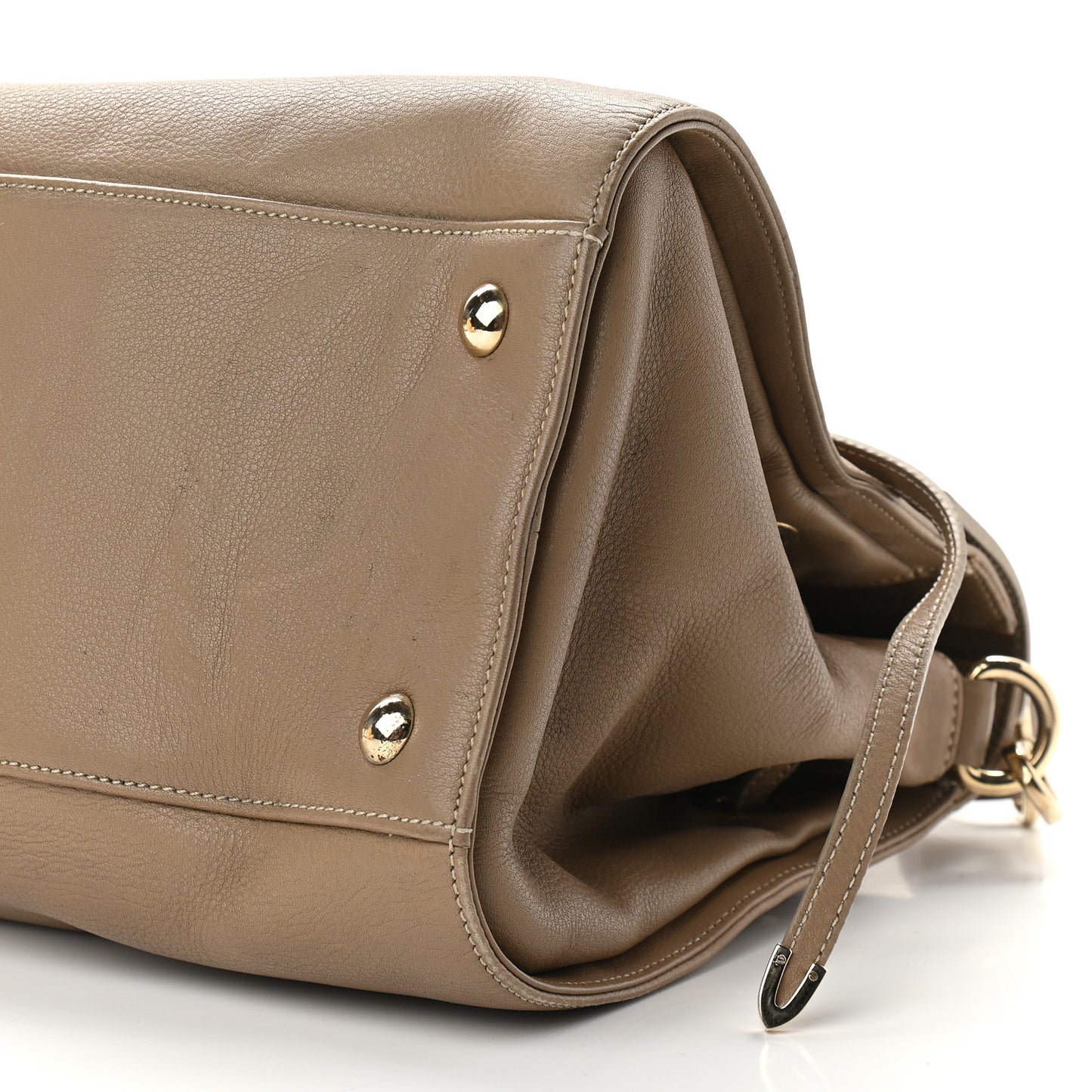 Grainy Calfskin Large Rosalie Satchel Nude