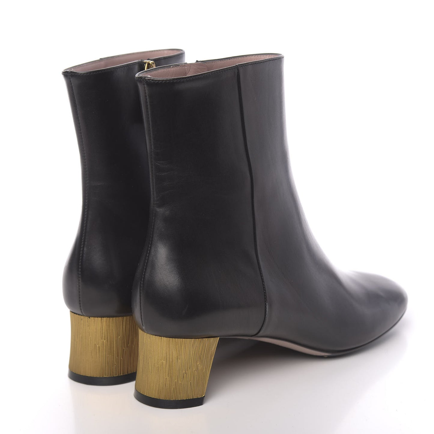 Calfskin Diamond Heel Ankle Boots 37 Black