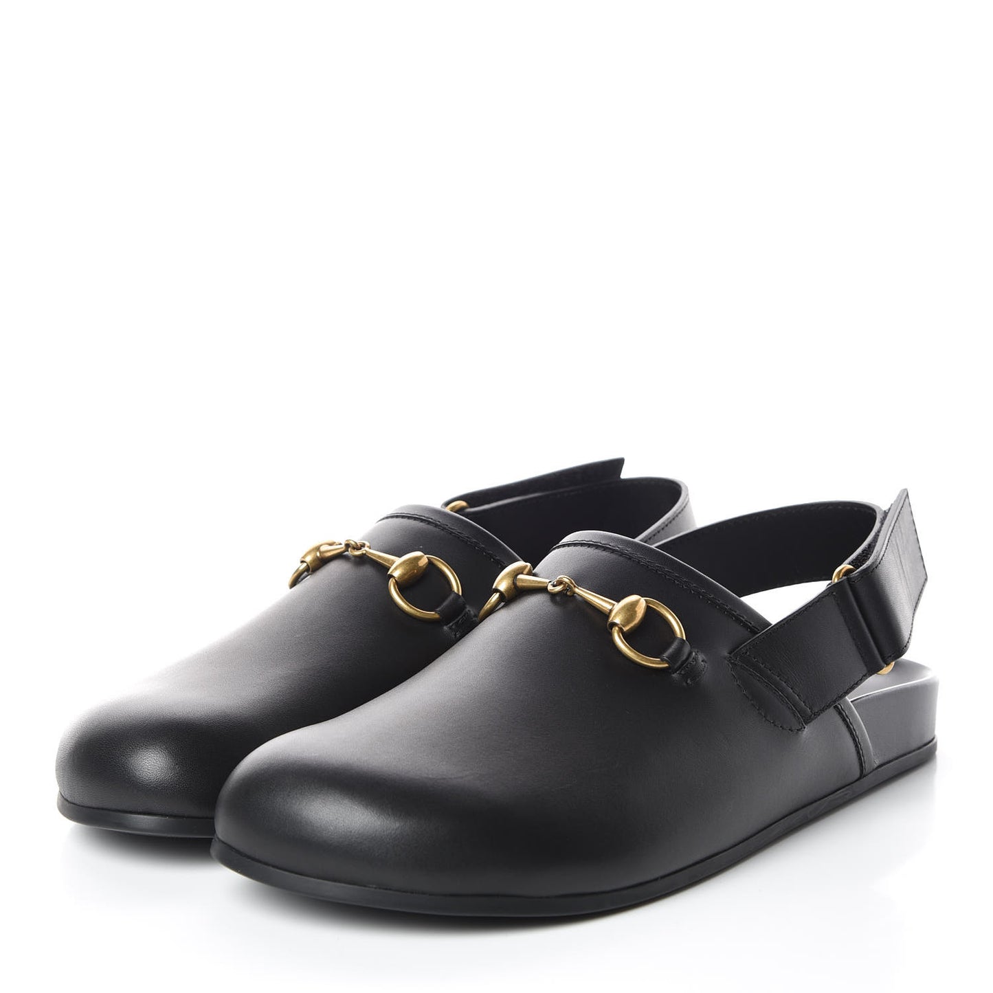 Calfskin Mens Horsebit River Slingback Slippers 7 Black